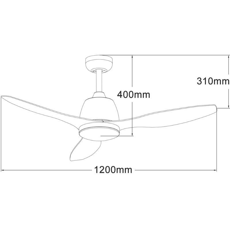 Ventilador de techo con luz blanco ECOFAN Traffic – 120cm / AC / Diseño compacto