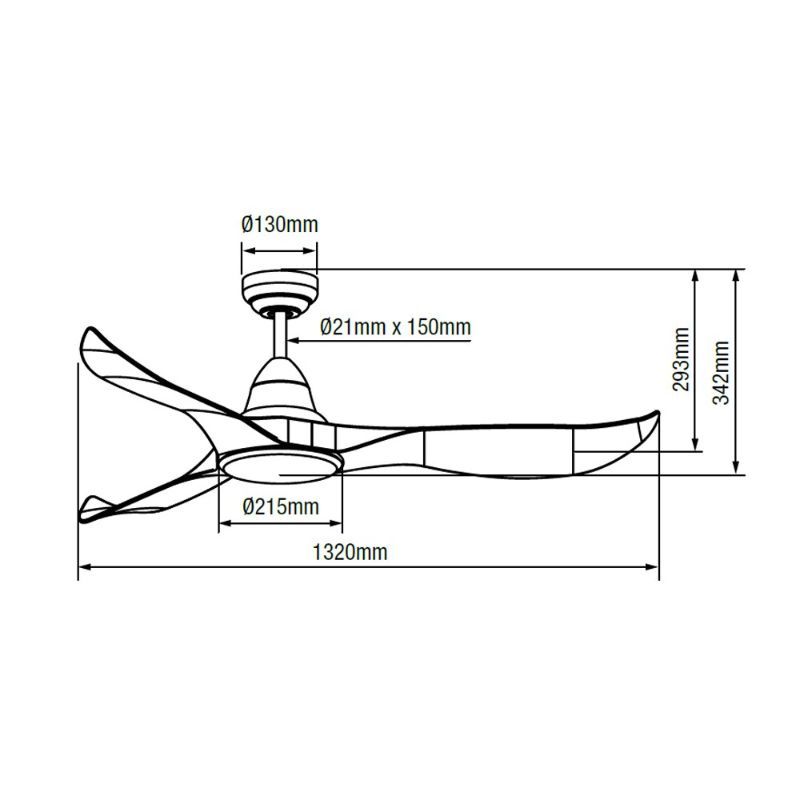 Ventilador de techo con luz DC silencioso blanco ECOFAN Noosa – 132cm / DC / Aspas ABS aerodinámicas